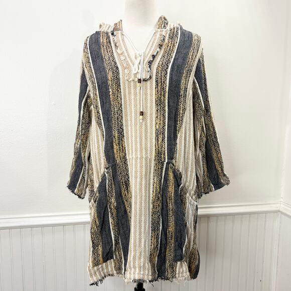 Soft Surroundings Size M Tunic Pullover Hoodie Striped Earthy Granola Beach Boho - Picture 1 of 16